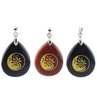 Gemstone Pendants Jewelry with Brass Teardrop silver color plated Sold By PC