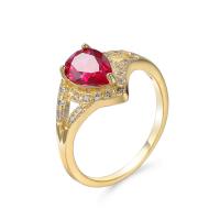 Cubic Zircon Brass Finger Ring ring shape gold color plated fashion jewelry & Unisex & with cubic zirconia Sold By PC