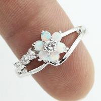 Cubic Zircon Messing fingerring, Flower, platin farve forgyldt, mode smykker & Unisex & forskellig størrelse for valg & med cubic zirconia, hvid og sort, Solgt af PC