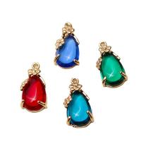 Crystal Pendants Brass with Crystal Teardrop gold color plated DIY nickel lead & cadmium free Sold By Lot