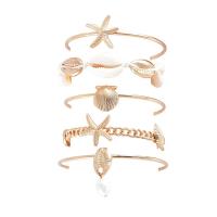 Zinc Alloy Armband-Set, met Schelp & Plastic Pearl, 5 stuks & mode sieraden & uniseks, gouden, nikkel, lood en cadmium vrij, Verkocht door Stel