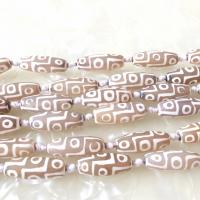 Naturlige tibetanske Agate Dzi Beads, Tibetansk agat, du kan DIY, blandede farver, 10x30mm, 10pc'er/Bag, Solgt af Bag