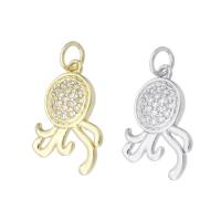 Messing hanger met micro-paved kubieke zirconia's, Octopus, plated, mode sieraden & DIY & micro pave zirconia, meer kleuren voor de keuze, 13x19x3mm, Gat:Ca 3mm, 10pC's/Lot, Verkocht door Lot