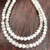 Natuurlijke zoetwaterschelp kralen, Freshwater Shell, Hart, DIY, wit, 6mm, Per verkocht 15 inch Strand