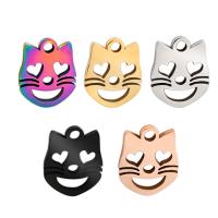 Stainless Steel Animal Pendants 304 Stainless Steel Cat Vacuum Ion Plating DIY Sold By PC