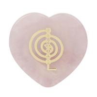 Rose Quartz Dekoration, Heart, poleret, forskellige design til valg, lyserød, 60x60mm, Solgt af PC