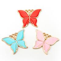 Zinc Alloy Enamel Pendants Butterfly gold color plated Unisex nickel lead & cadmium free Approx Sold By Bag