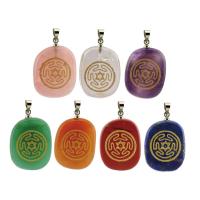 Gemstone Pendants Jewelry with Brass Flat Oval silver color plated Sold By PC