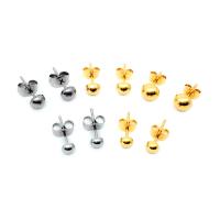 Stainless Steel Stud fülbevaló, 304 rozsdamentes acél, Galvanikus lemezelés, csiszolt & DIY & egynemű & különböző méretű a választás, több színt a választás, 100PC-k/Bag, Által értékesített Bag