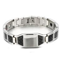 Stainless Steel smycken Armband, 304 rostfritt stål, med Kolfiber, mode smycken & Unisex, silver, 12mm,18mm, Längd Ca 8.27 inch, Säljs av PC