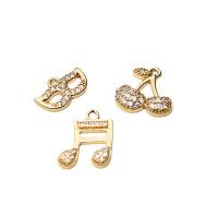 Befestigter Zirkonia Messing Anhänger, goldfarben plattiert, DIY & verschiedene Stile für Wahl & Micro pave Zirkonia, keine, frei von Nickel, Blei & Kadmium, 10PCs/Menge, verkauft von Menge