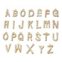 Befestigter Zirkonia Messing Anhänger, Alphabet-Buchstabe, goldfarben plattiert, DIY & verschiedene Stile für Wahl & Micro pave Zirkonia, keine, frei von Nickel, Blei & Kadmium, 10PCs/Menge, verkauft von Menge