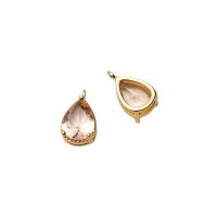 Crystal Pendants Brass with Crystal Teardrop gold color plated DIY nickel lead & cadmium free Sold By Lot