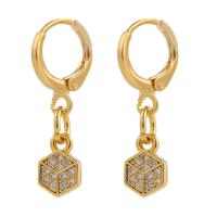 Huggie hoepel Drop Earrings, Messing, gold plated, micro pave zirconia & voor vrouw, 12x25mm, Verkocht door pair