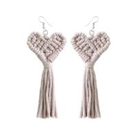 Fashion Fringe Boucles d'oreilles, Fil de coton, bijoux de mode & pour femme, plus de couleurs à choisir, protéger l'environnement, sans nickel, plomb et cadmium, 120x48mm, Vendu par paire