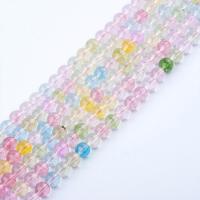 Topaze Bead, Runde, poleret, du kan DIY, blandede farver, Solgt Per 39 cm Strand