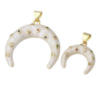 Messing hanger met micro-paved kubieke zirconia's, Maan, gold plated, mode sieraden & DIY & verschillende grootte voor keus & micro pave zirconia & glazuur, multi-gekleurde, Gat:Ca 3mm, 10pC's/Lot, Verkocht door Lot