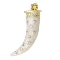 Messing hanger met micro-paved kubieke zirconia's, gold plated, mode sieraden & DIY & micro pave zirconia & glazuur, multi-gekleurde, 17x33x10mm, Gat:Ca 3mm, 10pC's/Lot, Verkocht door Lot