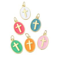 Brass Cross Pendants gold color plated fashion jewelry & DIY & enamel Approx 3.5mm Sold By Lot