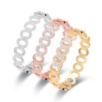 Titantium acciaio bracciale, gioielli di moda & unisex & con strass & cavo, nessuno, 58x12x48mm, Lunghezza 17 cm, Venduto da PC