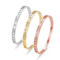 Titanium Steel Bangle fashion jewelry & for woman & with rhinestone & hollow Length 17 cm Sold By PC