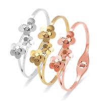 Titanium Stål Bangle, Flower, mode smykker & for kvinde & med rhinestone, flere farver til valg, 58x15x48mm, Solgt af PC