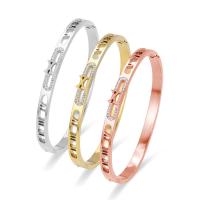 Titanium Steel Bangle fashion jewelry & for woman & with rhinestone & hollow Length 17 cm Sold By PC