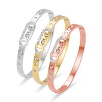 Titanium Steel Bangle fashion jewelry & for woman & with rhinestone & hollow Length 17 cm Sold By PC