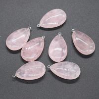 Rose Quartz Κρεμαστό κόσμημα, Teardrop, για άνδρες και γυναίκες, ροζ, 22x38mm, Sold Με PC