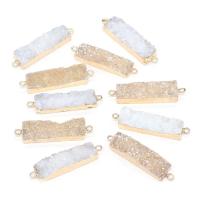 Ice Quartz Agate Connetor with Brass Rectangle gold color plated DIY & 1/1 loop Sold By PC