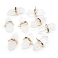 Clear Quartz Pendel, med Messing, Konisk, guldfarve belagt, Unisex, hvid, 16x36mm, Solgt af PC