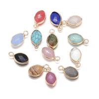 Gemstone Vedhæng Smykker, Natursten, med Messing, Oval, guldfarve belagt, forskellige materialer til valg & Unisex & facetteret, flere farver til valg, 10x16mm, Solgt af PC