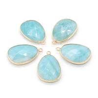 Amazonite ペンダント, とともに 銅, 水滴, ゴールドメッキ, ユニセックス & 切り面, ライトブルー, 23x34mm, 売り手 パソコン