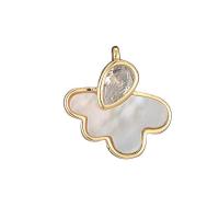 Cubic Zirconia (CZ) Messing Vedhæng, med Cubic Zirconia & White Shell, Cloud, 14.000 guldfyldte, du kan DIY & forskellige stilarter for valg, flere farver til valg, nikkel, bly & cadmium fri, 2pc'er/Lot, Solgt af Lot