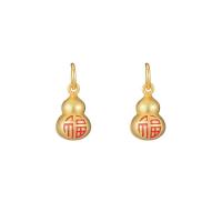 Colgantes de Cloisonné, metal, Calabaza, 14K lleno de oro, Bricolaje & esmalte, dorado, libre de níquel, plomo & cadmio, 9x15mm, agujero:aproximado 7mm, 2PCs/Grupo, Vendido por Grupo