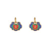 Pendenti perline in cloisonne, ottone, 14K pieno d'oro, DIY & smalto, colori misti, assenza di nichel,piombo&cadmio, 14.50x15mm, 2PC/lotto, Venduto da lotto