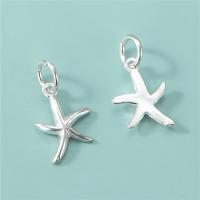 925 Sterling Sølv vedhæng, Starfish, du kan DIY, sølv, 10x13mm, Hole:Ca. 4mm, Solgt af PC