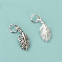 925 Sterling Silver hänge, Feather, DIY, fler färger för val, 7.70x18mm, Hål:Ca 4mm, Säljs av PC