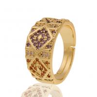 Kubieke Circonia Micro Pave Brass Ring, Messing, gold plated, Verstelbare & micro pave zirconia & voor vrouw, 21mm, Verkocht door PC