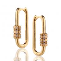 Brass Huggie Hoop Earring gold color plated micro pave cubic zirconia & for woman Sold By Pair