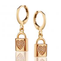 Huggie hoepel Drop Earrings, Messing, gold plated, verschillende stijlen voor de keuze & micro pave zirconia & voor vrouw, 8x27mm, Verkocht door pair