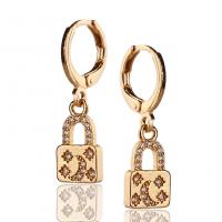 Huggie hoepel Drop Earrings, Messing, Slot, gold plated, verschillende stijlen voor de keuze & micro pave zirconia & voor vrouw, 8x26mm, Verkocht door pair