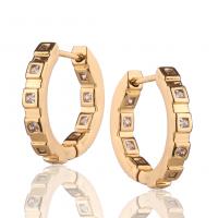 Messing Huggie Hoop Earring, gold plated, micro pave zirconia & voor vrouw, 23x23mm, Verkocht door pair