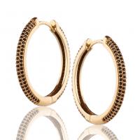 Orecchini cerchietti Hoop ottone, placcato color oro, Micro spianare cubic zirconia & per la donna, nessuno, 4x30mm, Venduto da coppia