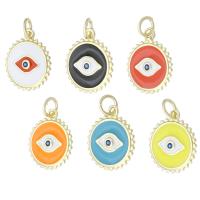 Evil Eye Pendants Brass Round gold color plated fashion jewelry & DIY & evil eye pattern & micro pave cubic zirconia & enamel Approx 3mm Sold By Lot