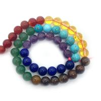 Mixed Edelsteen kralen, Ronde, DIY & verschillende grootte voor keus, gemengde kleuren, Per verkocht Ca 14.96 inch Strand