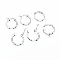 Mens acier inoxydable Hoop boucles d'oreilles, Acier inoxydable 304, Rond, machine poli, DIY & unisexe & normes différentes pour le choix, couleur originale, 50PC/sac, Vendu par sac