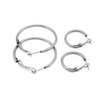 Stainless Steel Hoop Earring 304 Stainless Steel Round machine polished fashion jewelry & DIY & Unisex original color Sold By PC