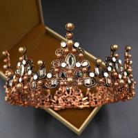 Tiara's, Zinc Alloy, met Plastic Pearl, Kroon, plated, mode sieraden & huwelijkscadeau & voor vrouw & met strass, 145x73mm, Verkocht door PC