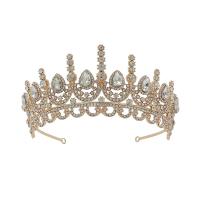 Diadèmes, alliage de zinc, couronne, Placage, bijoux de mode & cadeau de mariage & pour femme & avec strass, plus de couleurs à choisir, 150x62mm, Vendu par PC